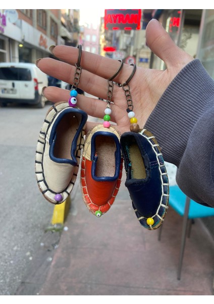 El Yapımı Deri Anahtarlık Mini Çarık indirimleri