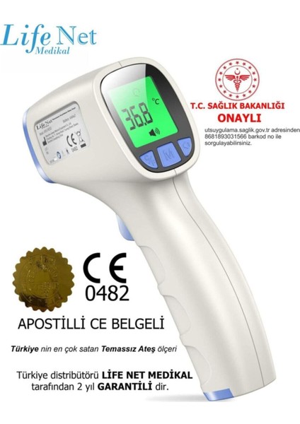 Temassız Ateş Ölçer Alından Termometre JPD-FR202 Mavi