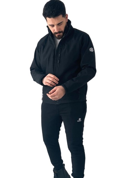 Yakalı Softshell Mont Siyah Erkek M1805Ts