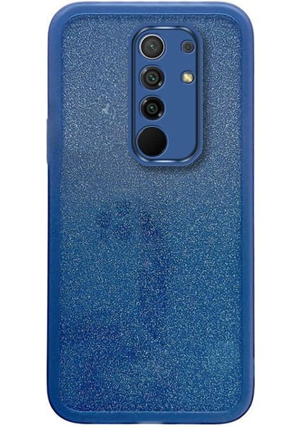 Xiaomi Redmi 9 Uyumlu Kılıf Zebana Işıltım Silikon Kılıf (Kamera Lens Korumalı) Açık Mavi