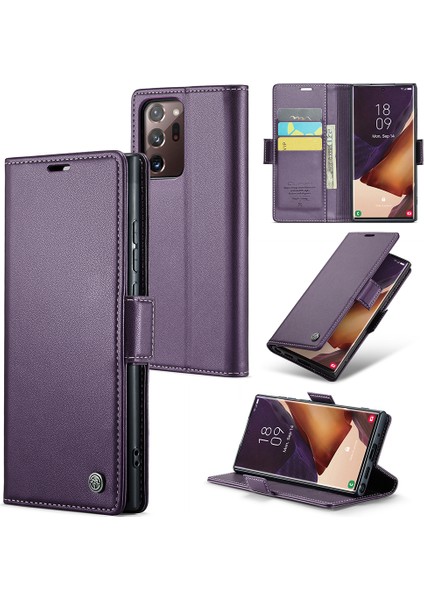 Samsung Galaxy NOTE20 Için Ultra/ultra 5g Rfıd Engelleme Deri Cüzdan Flip Stand Litchi Doku Telefon Vaka-Doğru Telefon Kılıfı (Yurt Dışından)