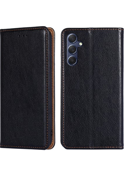 Samsung Galaxy M54/F54 Için 5g Manyetik Kapanış Pu Deri Stand Cüzdan Black Telefon Kılıfı (Yurt Dışından)