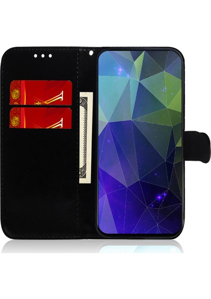 Seashell Digital Samsung Galaxy A34 Için 5g Önce Karşıtı Pu Deri Deri Cüzdan Ayna Benzeri Yüzey Manyetik Toka Stand Flip Strap-Murple ile Telefon Kılıfı (Yurt Dışından)