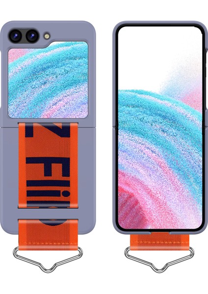 Samsung Galaxy Z Flip5 5g Sert Pc B-Şekilli Halka Tutucu-U+Turuncu ile Koruyucu Kasa Telefon Kılıfı (Yurt Dışından)