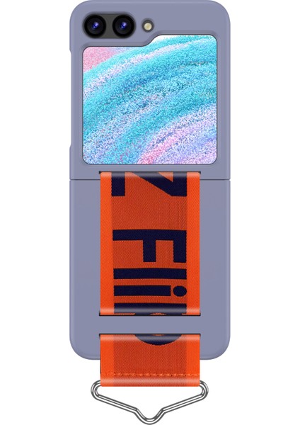 Samsung Galaxy Z Flip5 5g Sert Pc B-Şekilli Halka Tutucu-U+Turuncu ile Koruyucu Kasa Telefon Kılıfı (Yurt Dışından)