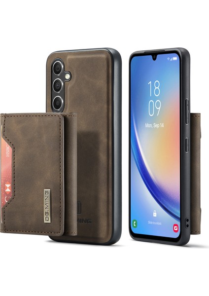 Samsung Galaxy A34 5g Çıkarılabilir Manyetik Telefon Kasası Pu Deri Kaplı Pc+Tpu Cüzdan ile Kickstand Coffee Telefon Kılıfı (Yurt Dışından)