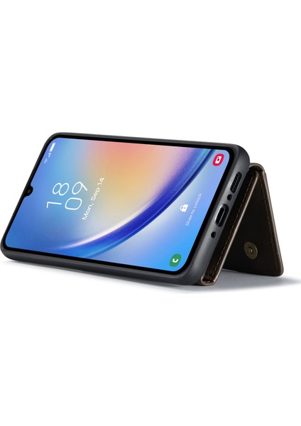 Samsung Galaxy A34 5g Çıkarılabilir Manyetik Telefon Kasası Pu Deri Kaplı Pc+Tpu Cüzdan ile Kickstand Coffee Telefon Kılıfı (Yurt Dışından)