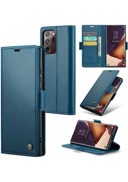 Samsung Galaxy NOTE20 Için Ultra/ultra 5g Rfıd Engelleme Deri Cüzdan Flip Stant Standı Litchi Dokusu Telefon Vaka-Si Telefon Kılıfı (Yurt Dışından)