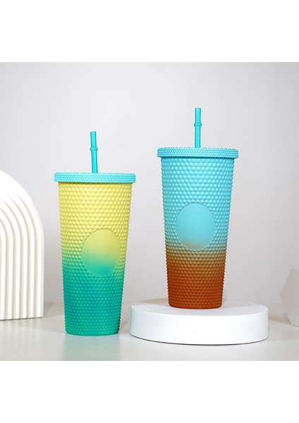 Yaratıcı Çift Katmanlı Plastik Pipetli Bardak 710ML (Yurt Dışından)