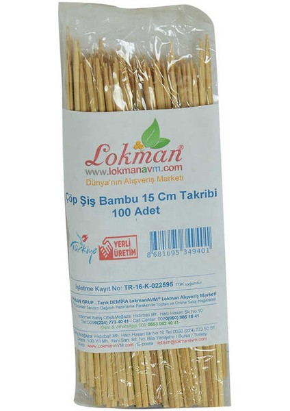 Çöp Şiş Bambu Şişleri 15 cm Takribi 100 Adet 1 Paket Byr  [byrtek]