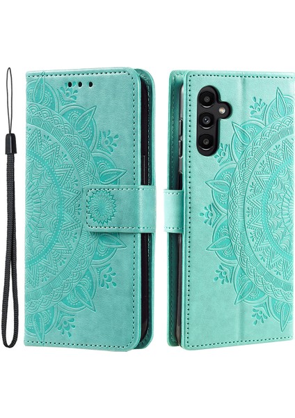 Samsung Galaxy Için M54 5G/F54 5g Anti-Çizelge Pu Deri Cüzdan Mandala Çiçek Deseni Stand I Telefon Kılıfı (Yurt Dışından)