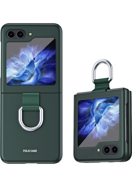 Samsung Galaxy Z Flip5 5g Sert Pc Şerit Metal Yüzük Tutucu Anti-Çizik Telefon Ortası Gece Telefon Kılıfı (Yurt Dışından)