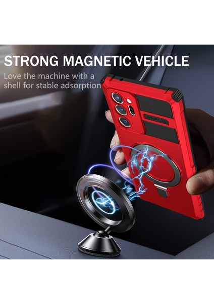 Samsung Galaxy NOTE20 ULTRA/NOTE20 Ultra 5g Için Manyetik Pc+Tpu Kickstand Cover-Red Telefon Kılıfı (Yurt Dışından) fiyatları