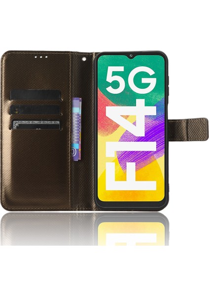 Samsung Galaxy F14 Için 5g Pu Deri Stand Cüzdan Elmas Doku Telefon - Telefon Kılıfı (Yurt Dışından)