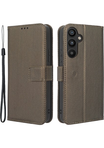 Samsung Galaxy A34 5g Için Anti-Fall Shock Anti-Shock Manyetik Toka Elmas Doku Pu Deri Kıç Slatf Anti-Sracratch Stand Cüzdan Telefon Vaka- Telefon Kılıfı (Yurt Dışından)