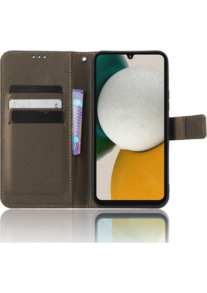 Samsung Galaxy A34 5g Için Anti-Fall Shock Anti-Shock Manyetik Toka Elmas Doku Pu Deri Kıç Slatf Anti-Sracratch Stand Cüzdan Telefon Vaka- Telefon Kılıfı (Yurt Dışından)