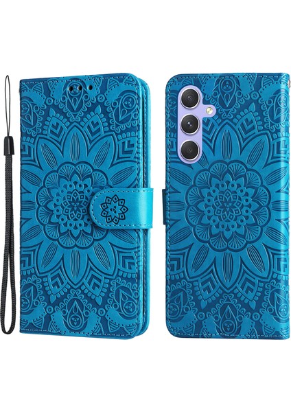 Samsung Galaxy Için M54 5G/F54 5g Pu Deri Deri Flip Ayçiçeği Baskılı Stand Cüzdan Si Telefon Kılıfı (Yurt Dışından)