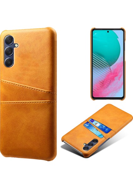 Samsung Galaxy Için M54 5G/F54 5g Çift Kart Yuvaları Pu Deri Kaplamalı Sert Pc Arka -Orange Telefon Kılıfı (Yurt Dışından)