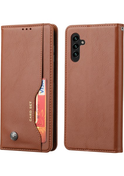 Samsung Galaxy A34 Için 5g Dış Kart Pu Pu Deri Tam Koruma Manyetik Otomatik Obsorlanmış Cüzdan Stand Telefon Telefon Kılıfı (Yurt Dışından)