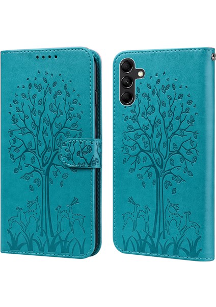 Samsung Galaxy A34 Için 5g Pu Deri Flip Cüzdan Telefon Geyik Ağacı Desen Stand Manyetik Si Telefon Kılıfı (Yurt Dışından)