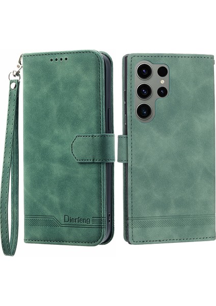 Dierfeng Df-03 Samsung Galaxy S23 Ultra Için Stand Cüzdan Pu Deri Çizgiler Baskılı Cep Telefonu Telefon Kılıfı (Yurt Dışından)
