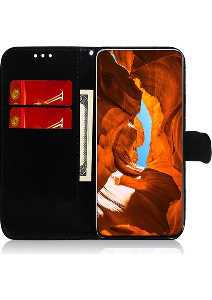 Samsung Galaxy A24 Için 4g Pu Deri Flip Cüzdan Göz Kamaştırıcı Çiçek Desen Standı Folio Black Telefon Kılıfı (Yurt Dışından)