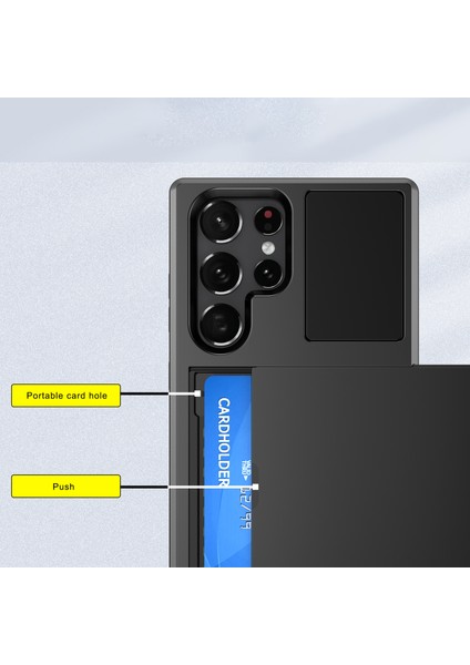 Samsung Galaxy S23 Ultra Için Sürgülü Kart Tutucu Anti Drop Pc+Tpu Koruyucu Si Telefon Kılıfı (Yurt Dışından)