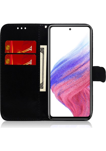 Samsung Galaxy A34 Için 5g Pu Deri Göz Kamaştırıcı Çiçek Deseni Tam Koruma Cüzdan Stand Manyetik Kapatma Strap- ile Flip Telefon Kılıfı (Yurt Dışından)