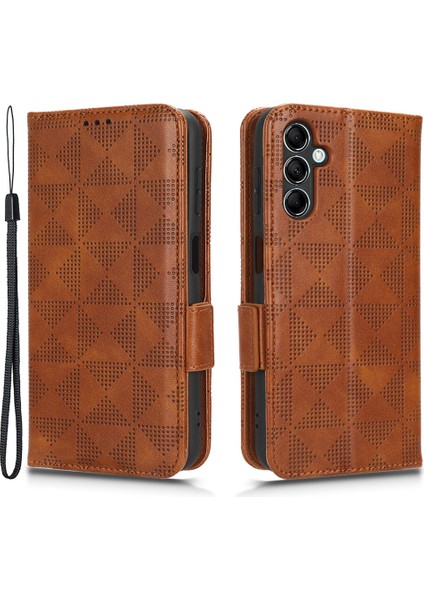 Samsung Galaxy Için M54 5G/F54 5g Pu Deri Cüzdan Baskılı Üçgen Stand-Brown Telefon Kılıfı (Yurt Dışından)