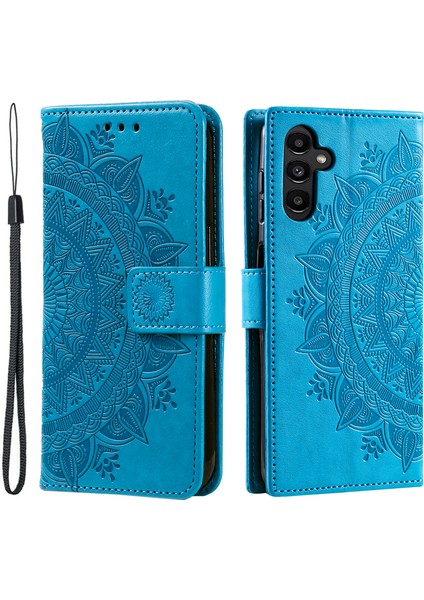 Samsung Galaxy A24 Için 4g Pu Deri Cüzdan Baskılı Mandala Çiçek Desen Stand Si Telefon Kılıfı (Yurt Dışından)