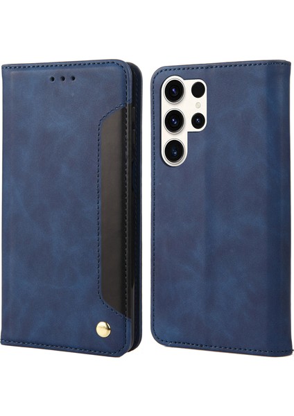 Samsung Galaxy S23 Ultra Için Cilt Dostu Renk Ekleme Manyetik Flip Shell Cüzdan Stand- Telefon Kılıfı (Yurt Dışından)