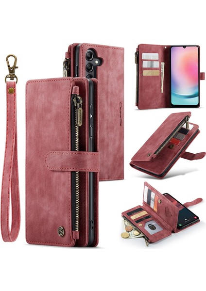 Samsung Galaxy A24 Için 4g Pu Deri Stand Zipper 10 Kart Yuvası Cüzdan - Telefon Kılıfı (Yurt Dışından)