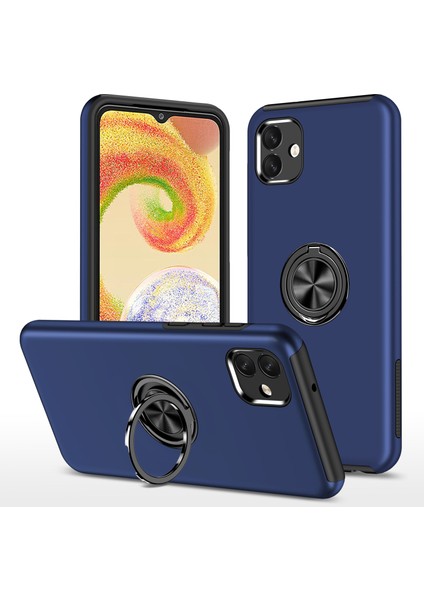 Samsung Galaxy A04 4g (164.4 x 76.3 x 9.1 Mm) Döner Yüzük Kickstand Telefon Kasası Sert Pc+Yumuşak Tpu Anti-Drop - Telefon Kılıfı (Yurt Dışından)