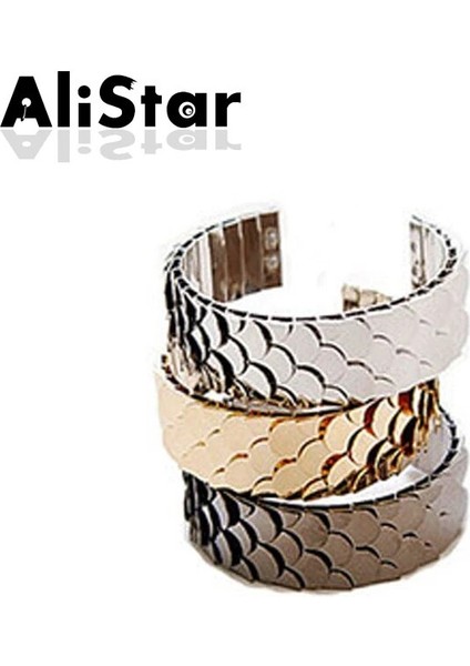 Altın Yeni Gelen Şık Büyük Bileklik Kadın Erkek Fale Tasarım Alaşımlı Bileklikler Havalı Alaşımlı Bileklik ve Bilezikler #BR031 (Yurt Dışından)