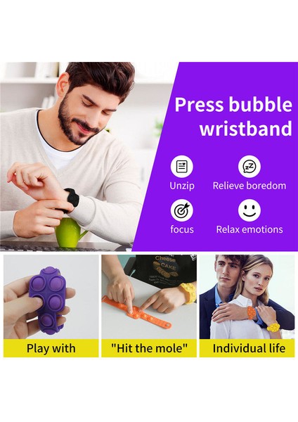 Stil 7 Anti Stres Dekompresyon Bilezik Basit Yumuşak Silikon Erkek Kadın Squishy Bilezik Fidget Pop Oyunu Anti-Stres Rahatlatıcı Pop Hediye (Yurt Dışından)
