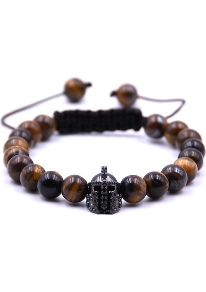 Volkanik Kaya Doğal Siyah Lav Taş Boncuklu Spartan Savaşçı Gladyatör Kask Bilezik Charm Bilezik Kadın Erkek Strand Ayarlanabilir Takı (Yurt Dışından) modelleri