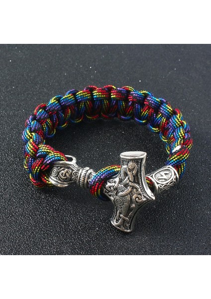 Saf Altın Rengi Punk Tarzı Iskandinav Viking Bilezik Thor Çekiç Mjolnir Runes Boncuk Erkekler Için El Yapımı Bilezik Bilezikler Takı Hediye (Yurt Dışından) indirimleri