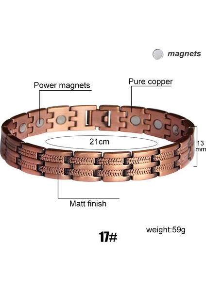 No.17 Boyutu Erkekler Manyetik Sağlık Bilezik Erkekler Için Saf Bakır Güç Enerji Bilezik Tansiyon Mıknatısları Bilezik (Yurt Dışından)
