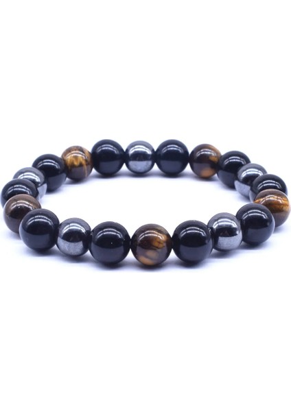 22CM Tarzı 0502C Voq Hematit Siyah Obsidyen Kaplan Gözü Taşlar Erkekler Kadınlar Için Doğal Taş Boncuk Strand Bilezik Güçlü Enerji Takı (Yurt Dışından) modelleri