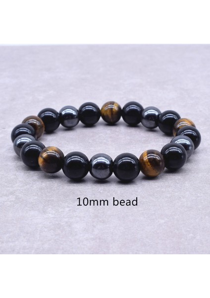22CM Tarzı 0502C Voq Hematit Siyah Obsidyen Kaplan Gözü Taşlar Erkekler Kadınlar Için Doğal Taş Boncuk Strand Bilezik Güçlü Enerji Takı (Yurt Dışından) indirimleri