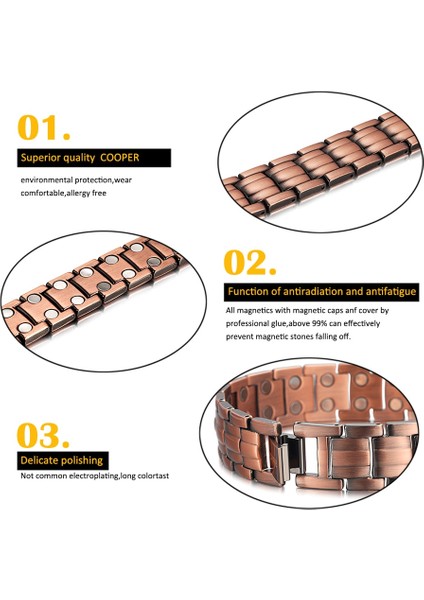 Bağlantı2 Welmag Şifa Manyetik Bakır Bilezikler Viking Bileklik Erkekler Için Bio Enerji Çift Sıra Mıknatıs Erkek Bilezik Homme Takı (Yurt Dışından)