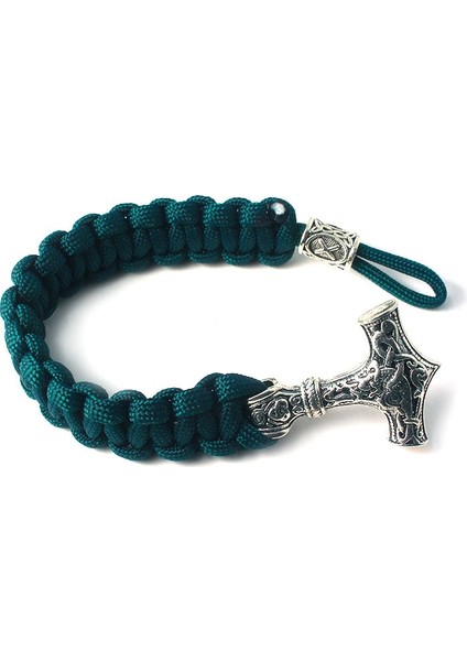 Saf Altın Rengi Paracord El Yapımı Halat Iskandinav Viking Bileklik Bilezik Thor'un Çekiç Charm Nordic Runik Boncuk Bilezikler Erkekler Için Takı (Yurt Dışından)
