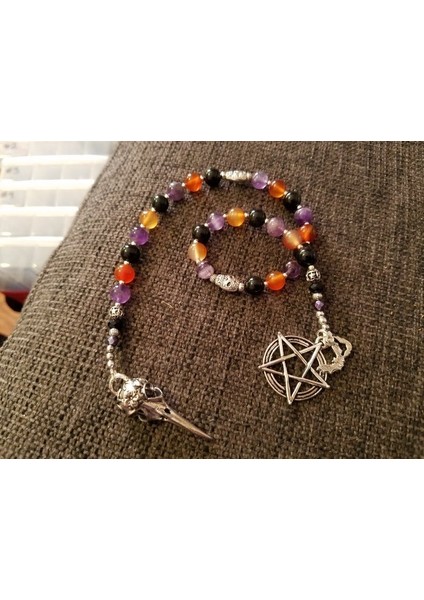 Antik Altın Kaplama Samhain Tesbihler, Meditasyon Boncukları, Cadılar Merdiveni, Cadı, Ata Tesbihler, Samhain Ritüel Tesbih (Yurt Dışından)
