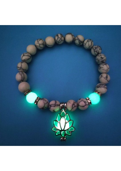 No.2 Boyutu Kadınlar Erkekler Için Aydınlık Doğal Taş Bilezik Karanlıkta Glow Takı Lotus Fil Floresan Moda Kadın Bilezikler (Yurt Dışından)
