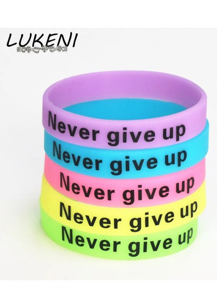 Çoklu Stil Elma Yeşili Lukenı 1 Adet Glow In Koyu Silikon Kauçuk Esneklik Spor Bileklik Asla Pes Etme Baskı Unisex Manşet Bilezik Şeker Renk SH095 (Yurt Dışından)