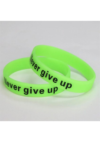 Çoklu Stil Elma Yeşili Lukenı 1 Adet Glow In Koyu Silikon Kauçuk Esneklik Spor Bileklik Asla Pes Etme Baskı Unisex Manşet Bilezik Şeker Renk SH095 (Yurt Dışından)