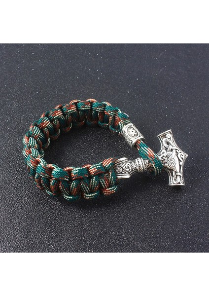 Açık Sarı Renk Punk Tarzı Iskandinav Viking Bilezik Thor Çekiç Mjolnir Runes Boncuk Erkekler Için El Yapımı Bilezik Bilezikler Takı Hediye (Yurt Dışından) fırsatları