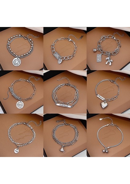 S066J Popüler Kişilik Gelişmiş Inci Bileklik Kadın Azınlık Tasarım Net Kırmızı Moda Mizaç Titanyum Çelik Bilezik (Yurt Dışından) fiyatları