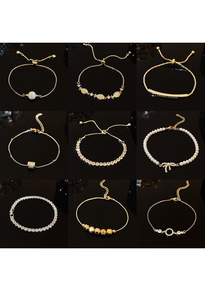 S066J Popüler Kişilik Gelişmiş Inci Bileklik Kadın Azınlık Tasarım Net Kırmızı Moda Mizaç Titanyum Çelik Bilezik (Yurt Dışından) modelleri