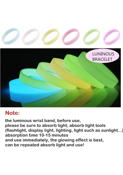 Yetişkin 202X12X2 mm Stili No.1 Boyutu 2 Adet Aydınlık Silikon Bilezik Erkek Kadın Genç Spor Kauçuk Bileklik Karanlıkta Glow Parti Konser El Bantları Bileklik Aksesuarları (Yurt Dışından) indirimleri